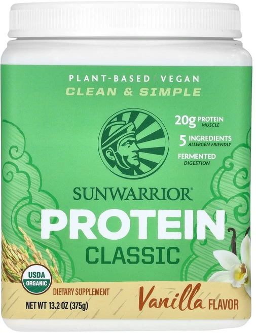 Sunwarrior 클래식 단백질 바닐라 375g(13.2oz) Sunwarrior (선워리어), 1개, 375g - 쿠팡