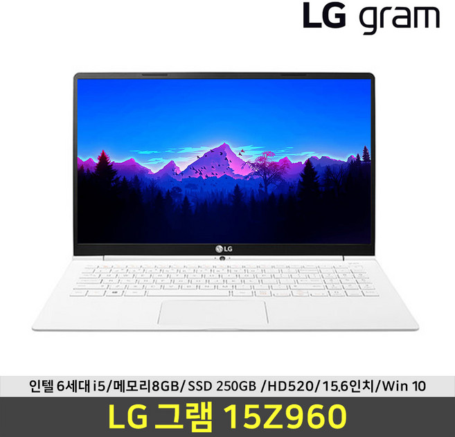 LG 그램 15Z960 i5-6200U 램8G 15.6인치 FHD 윈도우10, WIN10, 8GB, 250GB, 코어i5, 화이트