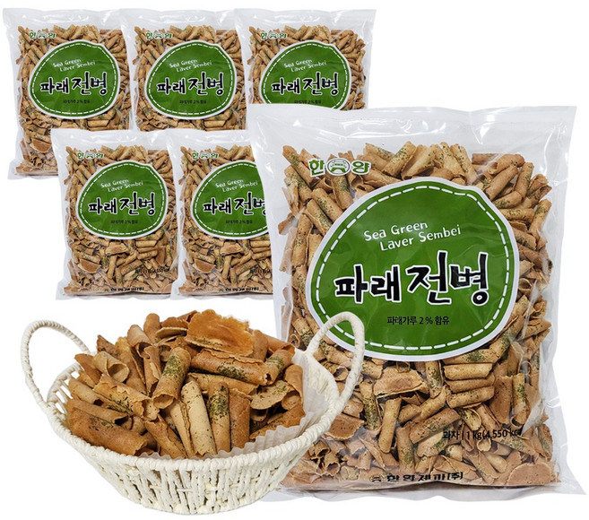 한양 파래전병 옛날과자 간식 주전부리, 1kg, 6개