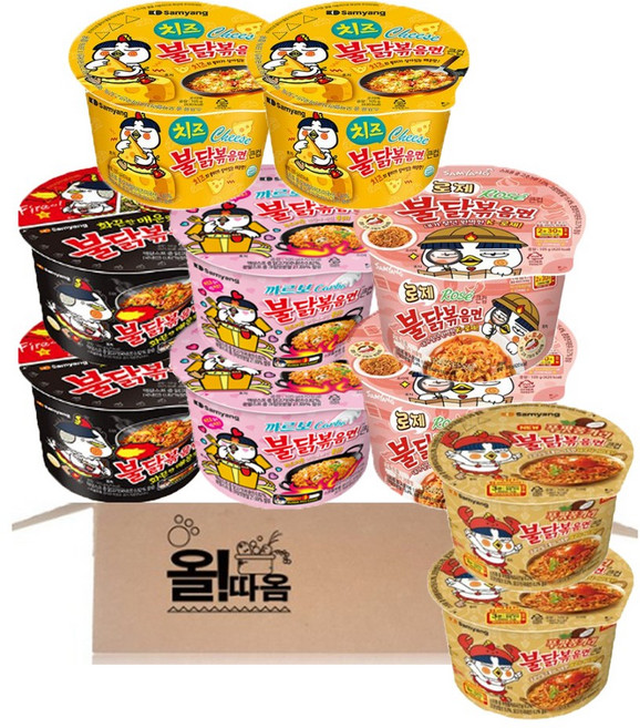 삼양 큰컵 불닭볶음 5종 11호 [푸팟퐁커리 불닭2 +치즈불닭2 +로제불닭2 +까르보불닭2 +불닭2]