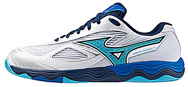 미즈노 탁구화 웨이브 메달7 (화이트스카이블루)
