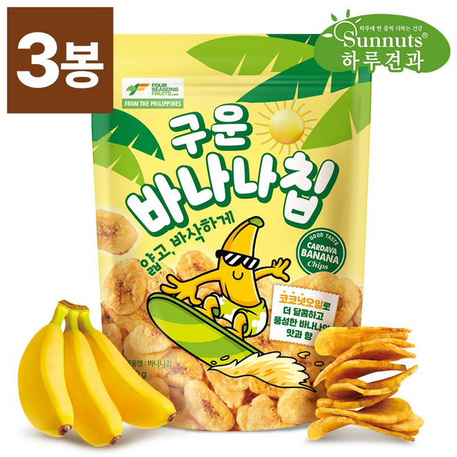 하루견과 빠삭달콤 구운바나나칩, 450g, 3개