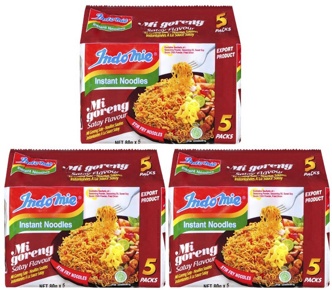 인도미 사테맛 미고랭 라면 Indomie Fried Mi Goreng Satay Instant Noodles, 3팩