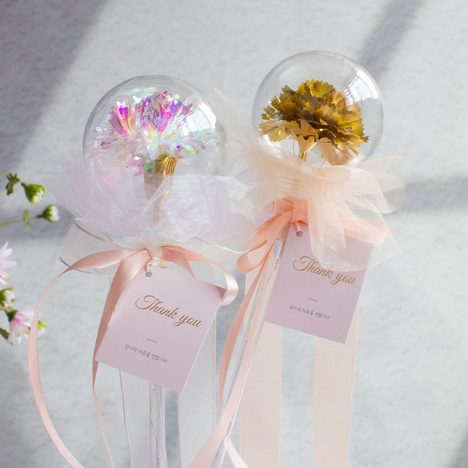 1+1 홀로그램 카네이션 골드 카네이션 led 아크릴볼 한송이포장 꽃풍선 어버이날 스승의날 졸업 입학 번쩍이는 홀로그램 꽃다발 홀로그램꽃 led꽃다발, 카네이션-홀로그램, 티아라 장식 안함