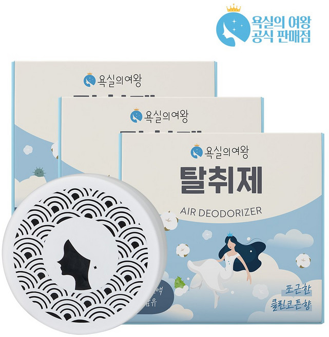 욕실의여왕 숯목초액함유 탈취제 클린코튼향 본품, 230g, 3개