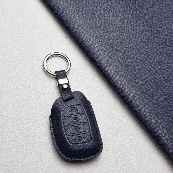 현대 현대 차량 전용 A4타입 신형 스마트키 가죽 케이스 더뉴 캐스퍼 쏘나타 아반떼 투싼 아이오닉 호환, 현대/A4 타입, 다크 네이비