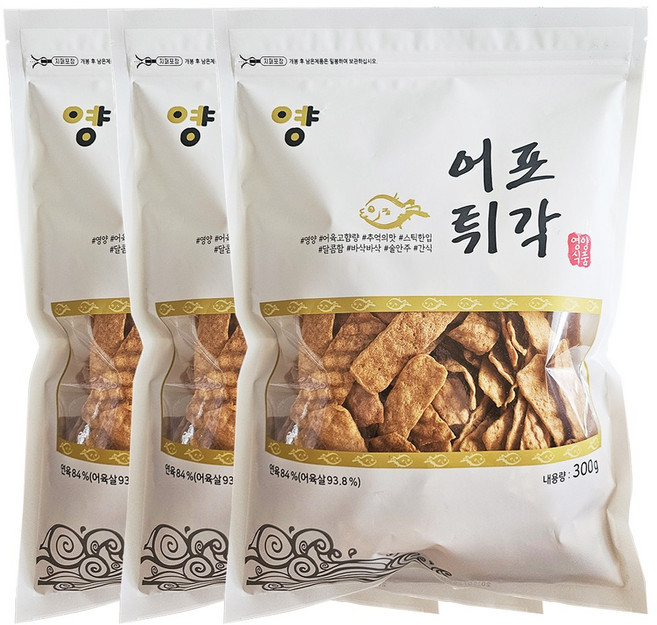 영양 어포튀각 어포튀김 스낵 간식 술안주, 300g, 3개