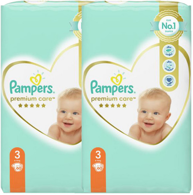 데코마당 유로 팸퍼스 베이비드라이 기저귀 프리미엄케어 밴드형, 120매, 3단계