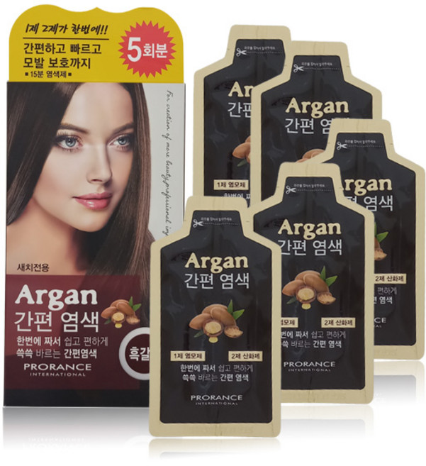 프로랑스 아르간 간편 염색약 3색 택1 새치커버 뿌리염색, 자연갈색, 1개