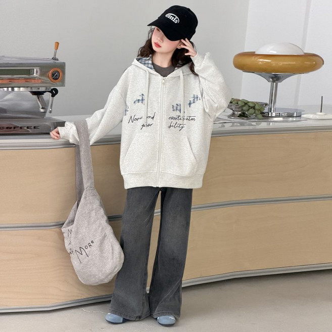 루비키즈 여아 주니어 봄 가을 간절기 오버핏 후드집업 맨투맨 티셔츠 B179