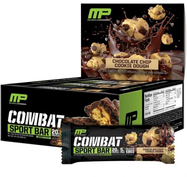 Muscle Pharm 에너지바 머슬팜 컴뱃 스포츠 바 초콜릿 땅콩버터 컵 고단백 갈망 유청 단백질 20g 섬유질 5g 글루텐 프리 12개입