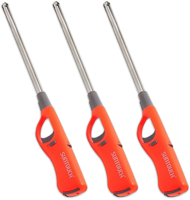 청사기공 썬터치 가스점화기 라이타총 불총 주방라이타 멀티충전식가스점화기, 3개, 오렌지