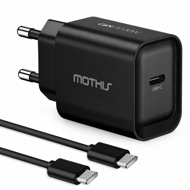 모디스 30W GaN PD 3.0 PPS 초고속 충전기 어댑터 + C to C 초고속 케이블 1.2m 세트, 블랙, 1세트