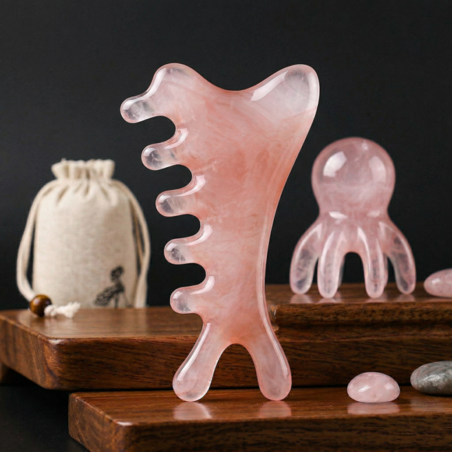 말랑데이 스킨케어 얼굴 두피 괄사 마사지기, 혼합색상, 1세트