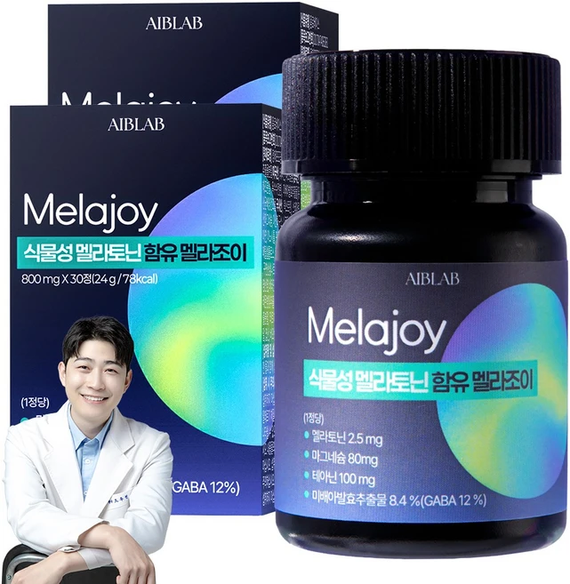 에이브랩 식물성 멜라토닌 2.5mg 함유 멜라조이 식약처 인증 HACCP 테아닌 가바 마그네슘 함유 800mg, 3개, 30정 - 쿠팡