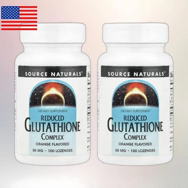 Source Naturals 소스 내추럴스 환원형 글루타치온 복합체 오렌지 맛 50mg 사탕 정제 100정 2통 - 쿠팡
