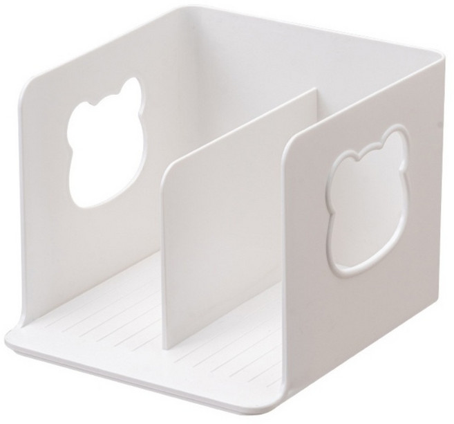 따봉오빠 파스텔 곰돌이 데스크 책꽂이 정리 2칸 북엔드 RDB124, 화이트