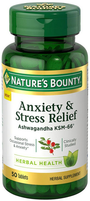 NATURE'S BOUNTY 舒緩焦慮與壓力 香蜂草 KSM-66 錠, 1個, 50錠