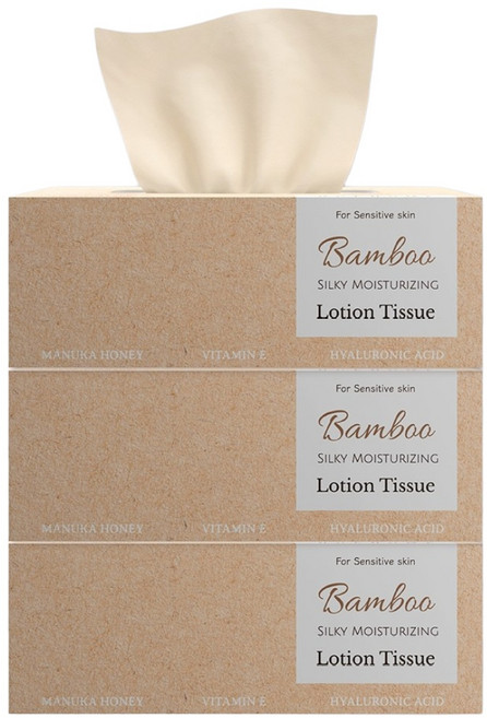 휴홈 무표백 보습 대나무 로션 티슈 비염 민감성 전용, 3개, 200매