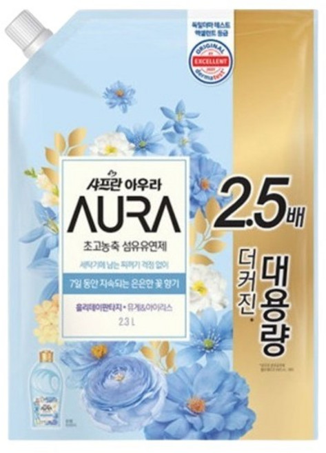 샤프란 아우라 초고농축 섬유유연제 홀리데이판타지 리필, 2.3L, 2개