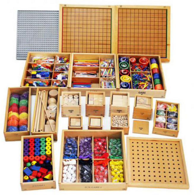 프리미엄 천연나무 1/7/8/9/10 프뢰벨 2.5cm 가베 15종구성 세트 교재포함, 1개