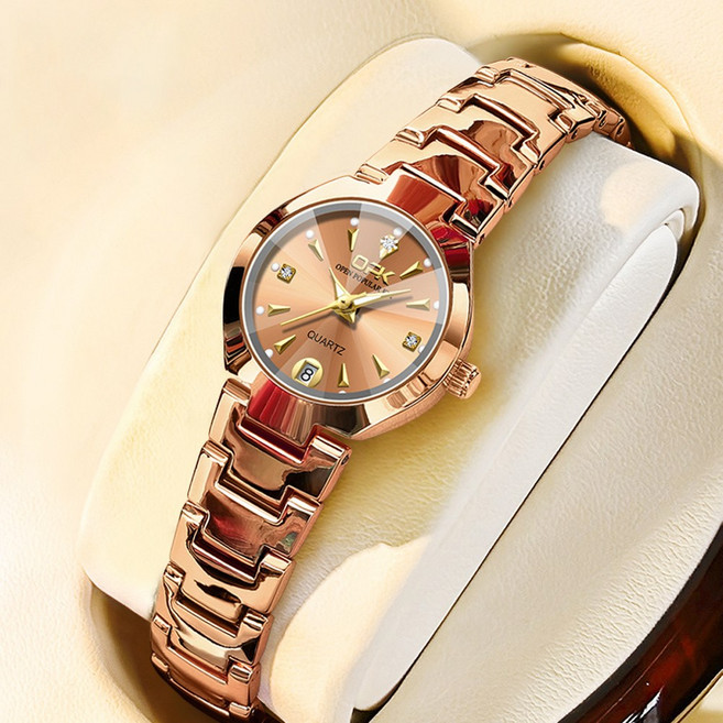 OPK 여성손목시계 정품쿼츠 럭셔리 명품 워터프루프 야광 일력 메탈시계