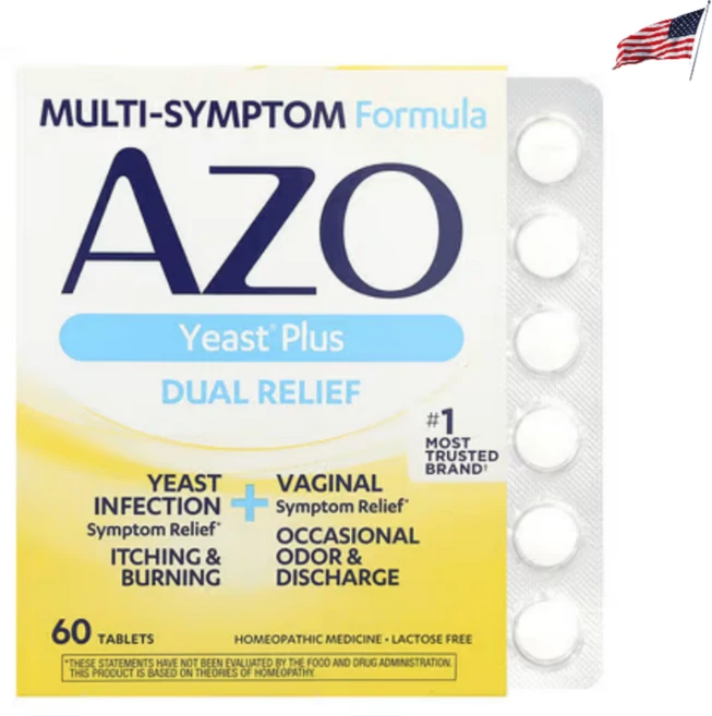 아조 이스트 플러스 듀얼 릴리프 효모, 60정, 2개 - 쿠팡