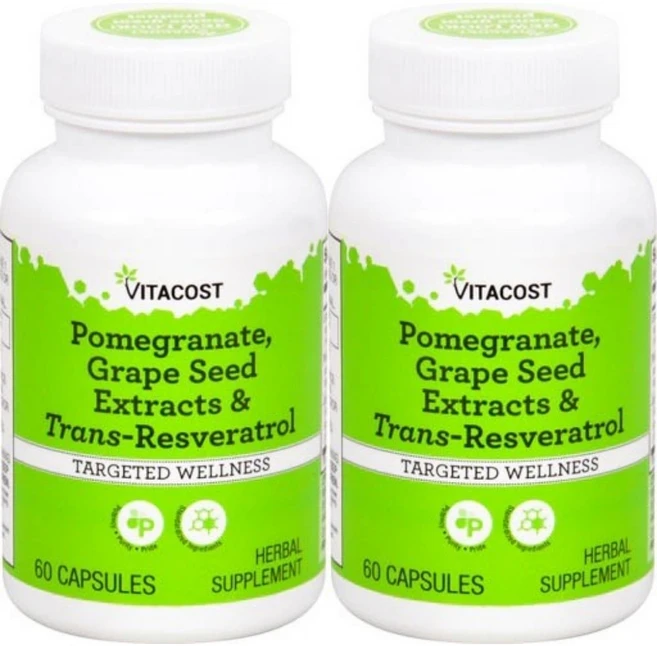 비타코스트 석류 포도씨 추출물 트랜스 레스베라트롤 함유, 2개, 60정, 60정 - 쿠팡