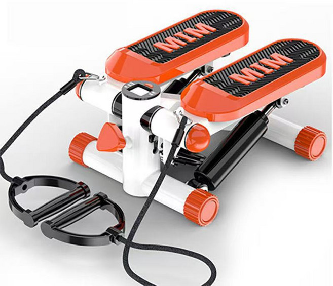 踏步機家用液壓拉繩室內橢圓登山踏步機多功能健身器材液壓靜音, 1個, 橘色包膠款+拉繩