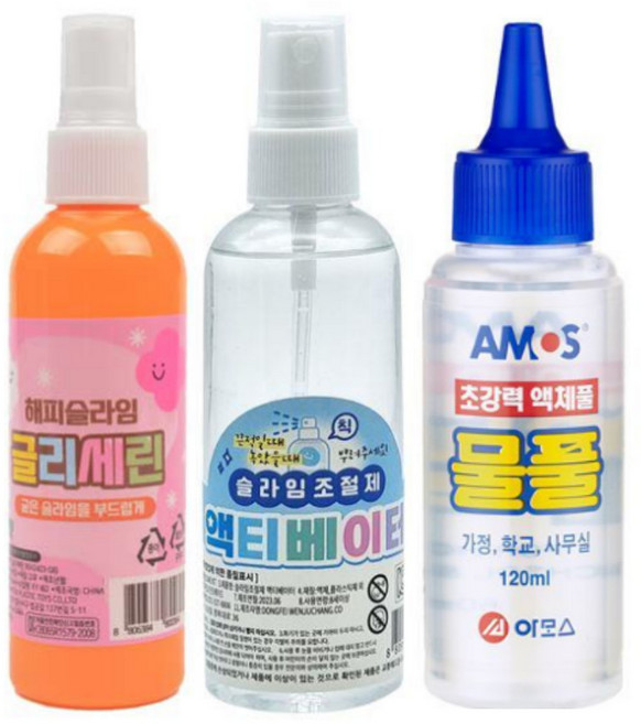 슬라임 준비물 3종 액티베이터 1개 글리세린 1개 물풀 1개, 418g, 무색