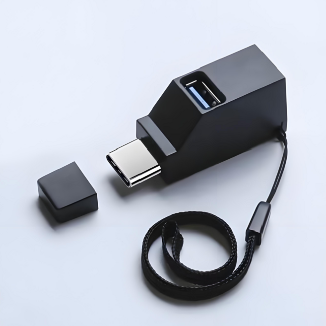자동차 USB 디스펜서 확장기 usb 멀티포트 어댑터 차량용 휴대폰 충전기 허브, 블랙Type-c/3.0