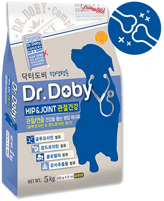 인터펫코리아 닥터도비 전연령 힙앤조인트 관절건강 건식사료, 뼈/관절강화, 5kg, 1개
