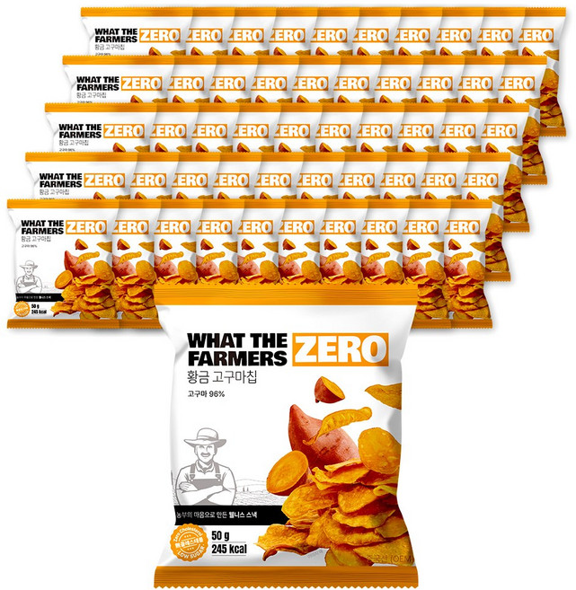 왓더파머스 제로 과자 통슬라이스 저당 간식 무가당 골드황금고구마칩, 50개, 50g