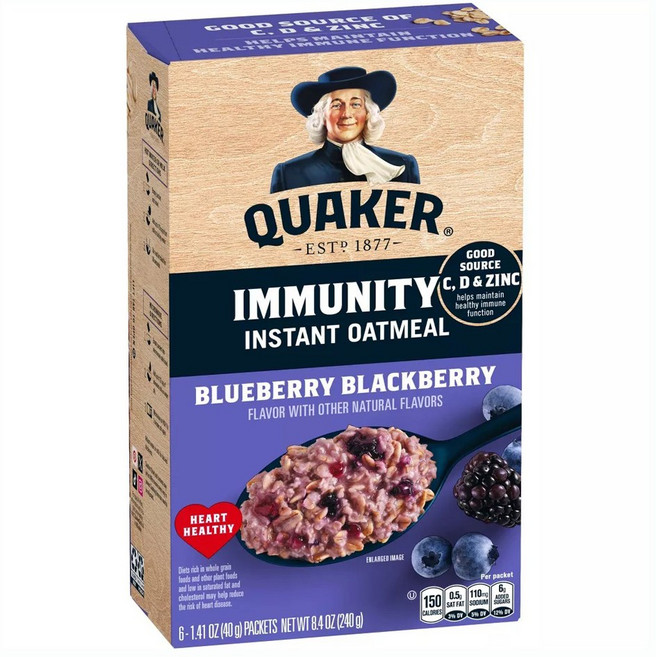 QUAKER 桂格 Immunity 即食燕麥片 藍莓黑莓 6入, 1個, 240g