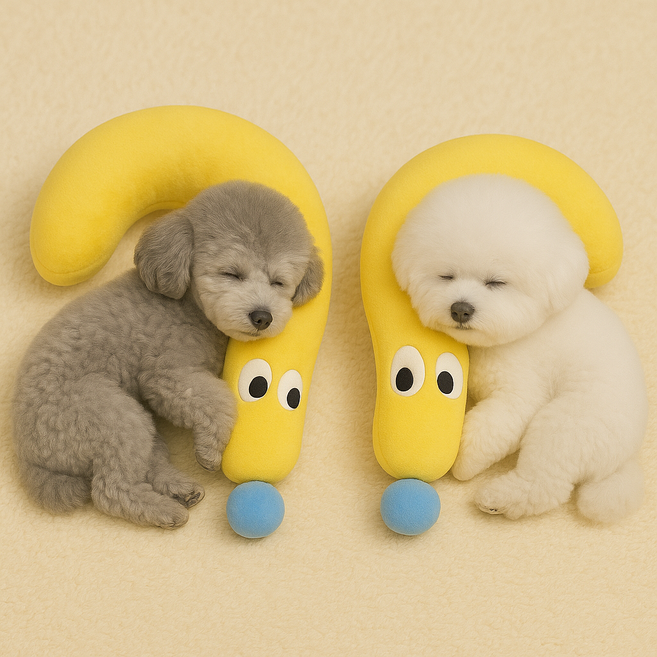 몽몽펫 강아지 고양이 구름 바디필로우 꿀잠 쿠션, 옐로우, 1개