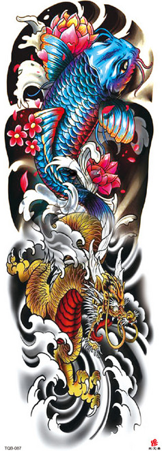 코어브릿지 남성 긴팔 이레즈미 블랙 타투 스티커 셀프 헤나 인스턴트 문신, TQB-087, 1개