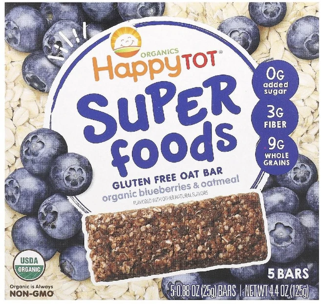 Happy Family 오가닉 토틀러 슈퍼푸드 오트바 바나나 딸기 5개입 글루텐프리 유기농 유아 간식바 (미국산) - 쿠팡