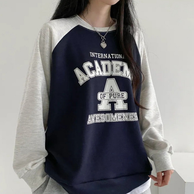 탑트레일 투톤 긴팔 얇은 맨투맨