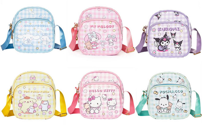 [국내배송] 산리오 체크크로스백 캐릭터가방 소풍가방 핸드폰가방 미니키링사은품