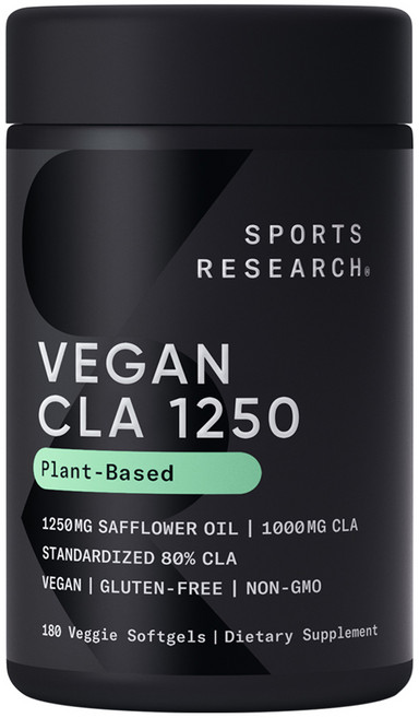 스포츠리서치 고효능 CLA 1250mg 홍화유 소프트젤 비건 글루텐 프리, 180정, 1개