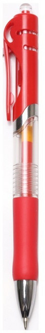 按壓中性原子筆 (0.5mm) 大容量 簽字筆 辦公文具 筆芯 中性筆, 10個, 紅色, 紅色
