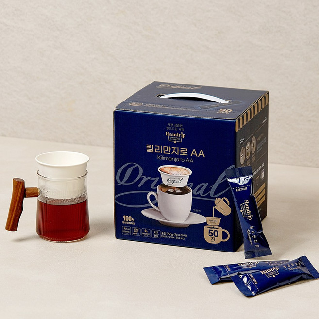 [라이브방송]핸드립 킬리만자로 AA 50개입(분쇄원두+드리퍼), 핸드드립(중간), 350g, 50개