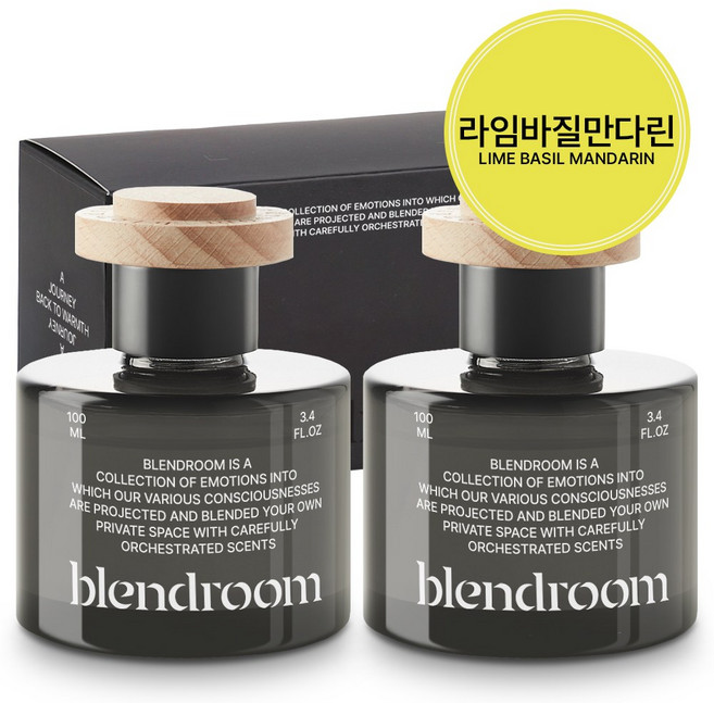 블랜드룸 고급형 디퓨저 1+1, 2개, 라임바질만다린100ml