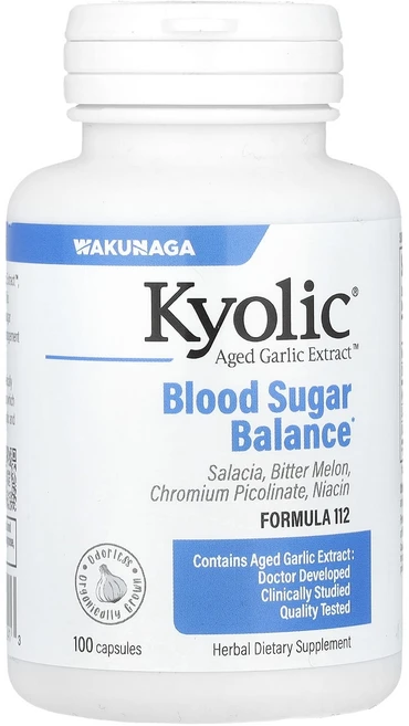 건강챙기세요 Kyolic Aged Garlic Extract™ 혈당 균형 포뮬라 112 캡슐 100정 백살까지오래오래, KyolicAgedGarlicExtract혈당균형포뮬라, 1개 - 쿠팡