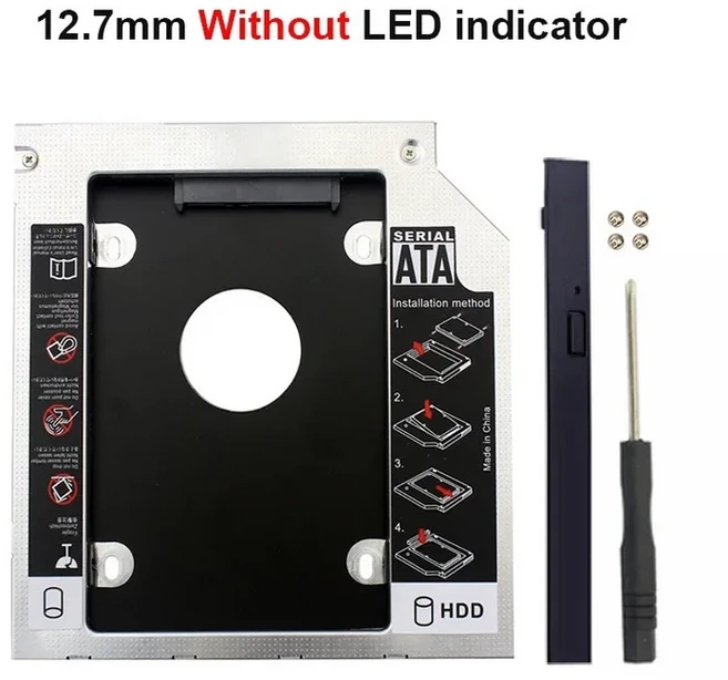 OULX 광학 베이 HDD 캐디 노트북 CD-ROM SSD 케이스 박스 SATA 3.0 2.5 인치 하드 디스크 드라이브 인클로, 03 12.7mm No LED
