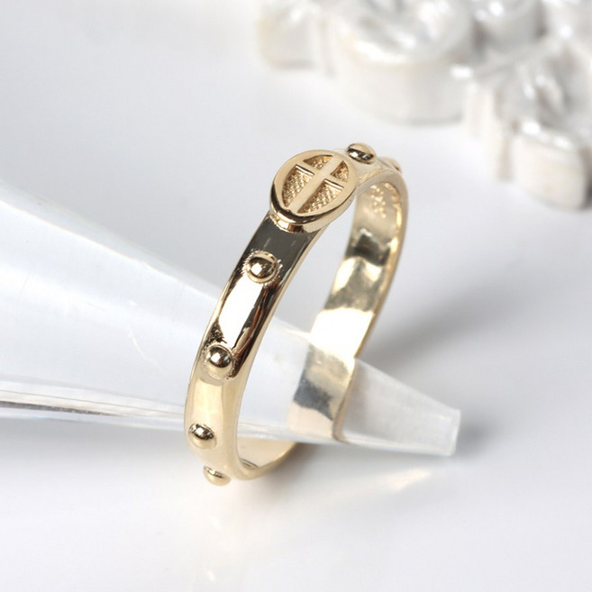 오로프 전체 14K 금 민묵주 0.7돈 0.8돈 카톨릭 천주교 십자가 종교 기도 묵주반지 (7호~25호 모든 사이즈 당일발송)