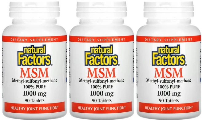 내추럴팩터스 Natural Factors Opti MSM 1000mg 90정 3개 식이유황 옵티 엠에스엠 메틸설포닌메테인 유기황화합물 - 쿠팡