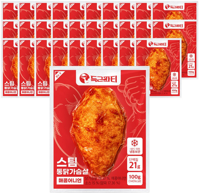 득근파티 통 닭가슴살 매콤어니언, 100g, 30개