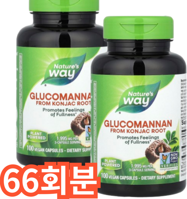 네이쳐스웨이 글루코마난 콘작 루트 665mg 베지테리안 캡슐, 66회분, 1개