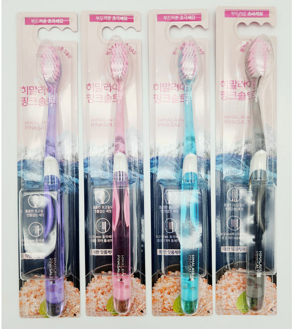 페리오 히말라야핑크솔트 담은 칫솔 4P(색상 랜덤) 부드러운 초극세모, 1세트, 4개입
